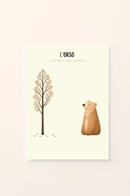 Set 2 Poster per Bambini Orso Vicino e Lontano (Stampa Digitale)