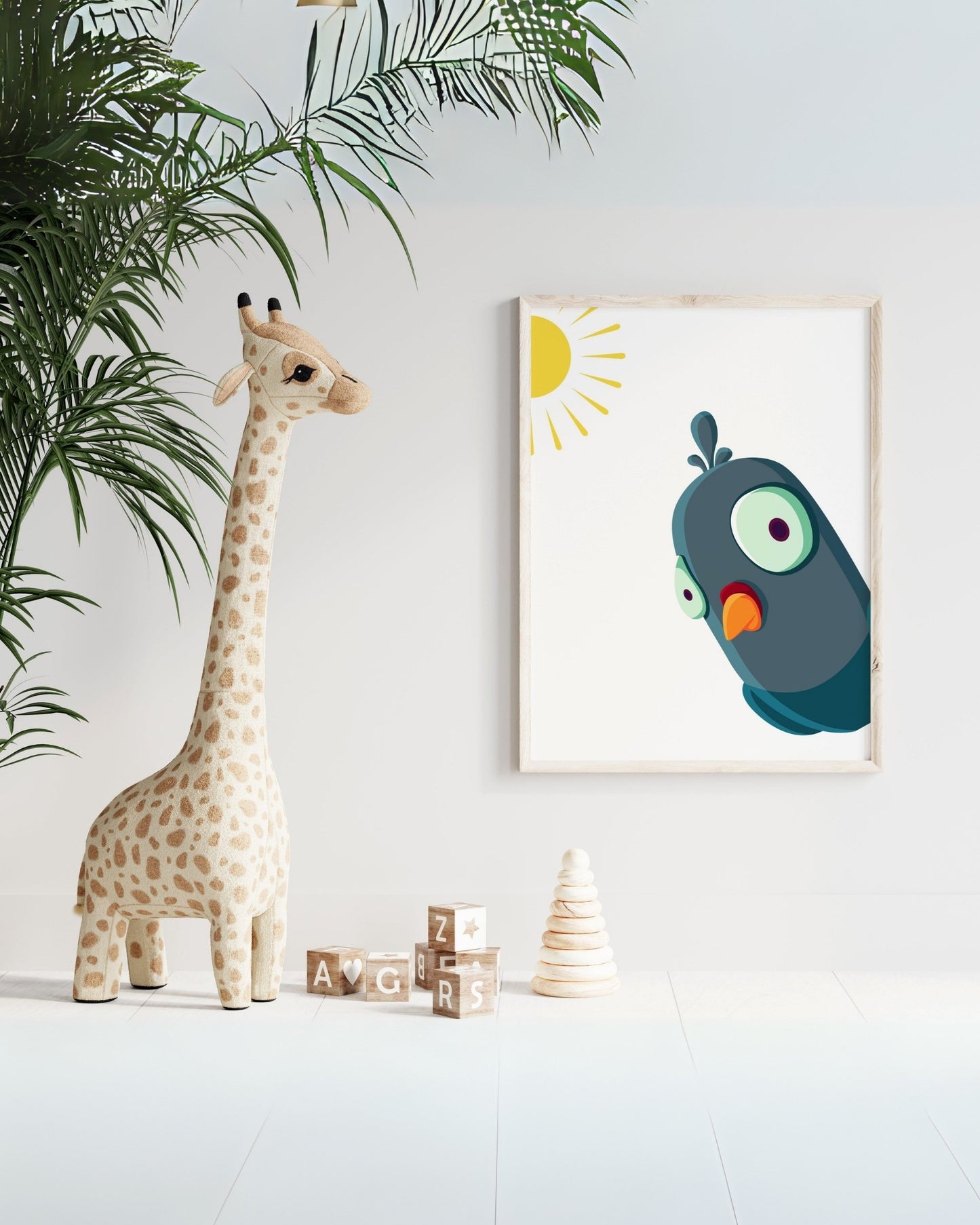Poster per bambini da stampare – Pappagallo Blu al Sole (Stampa Digitale)