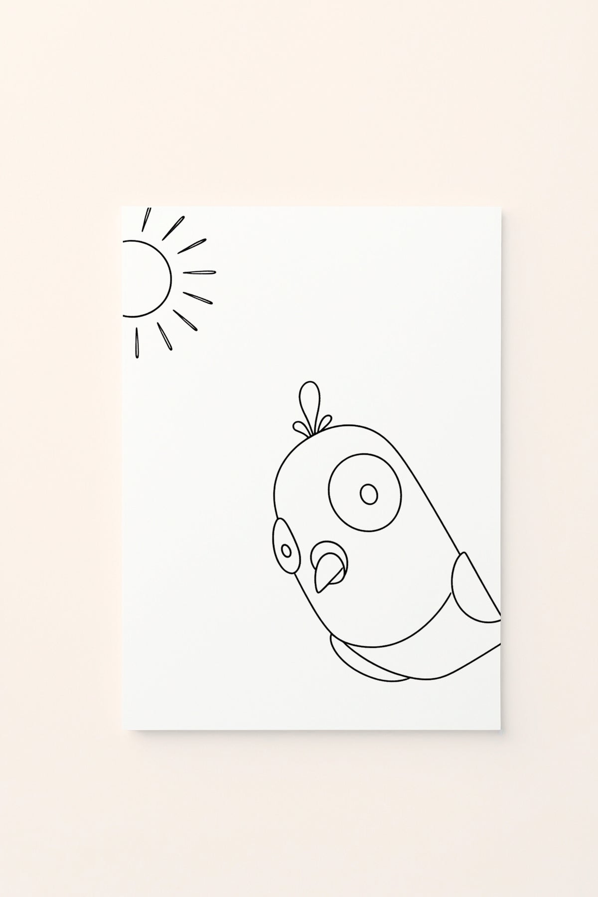 poster-bambini-pappagallo-sole-sfondo-rosato-BN-cameretta-printablechild