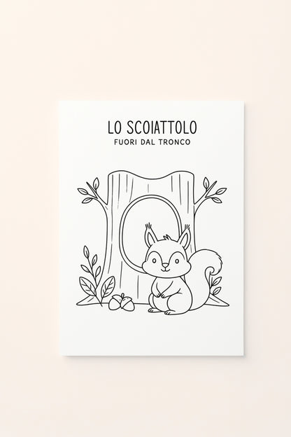 Poster per Bambini da Stampare – Scoiattolo Dentro e Fuori dal Tronco (Stampa Digitale)