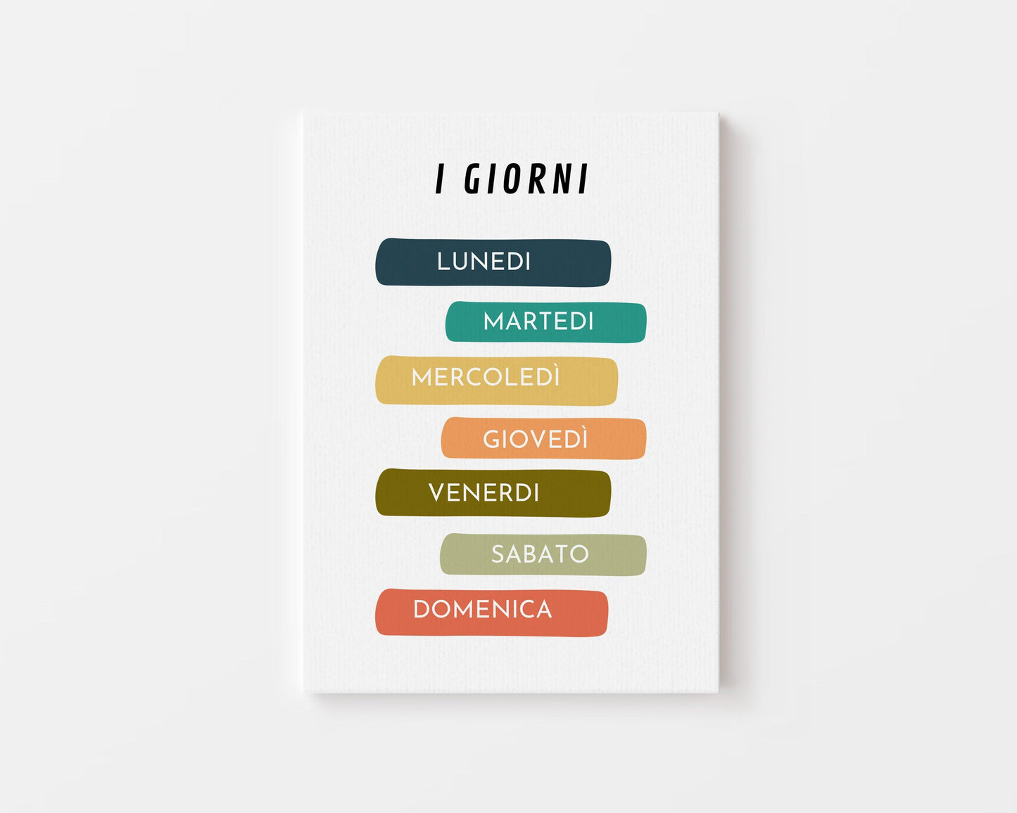 Poster per bambini da stampare con i Giorni della Settimana -  tela bianca PrintableChild
