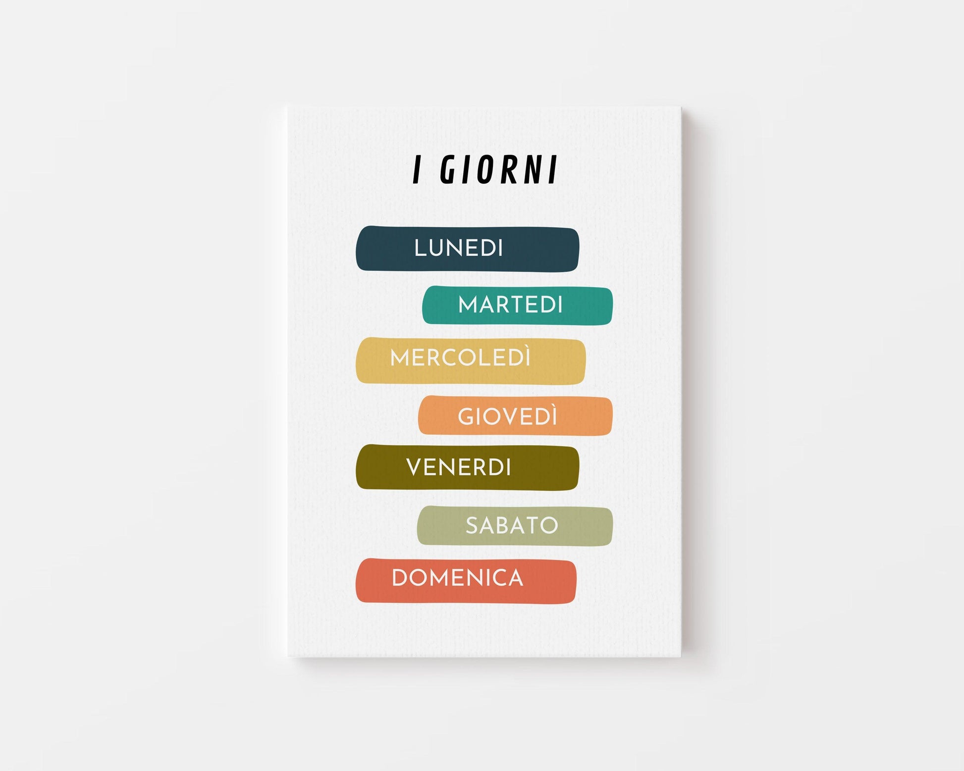 Poster per bambini da stampare con i Giorni della Settimana -  tela bianca PrintableChild