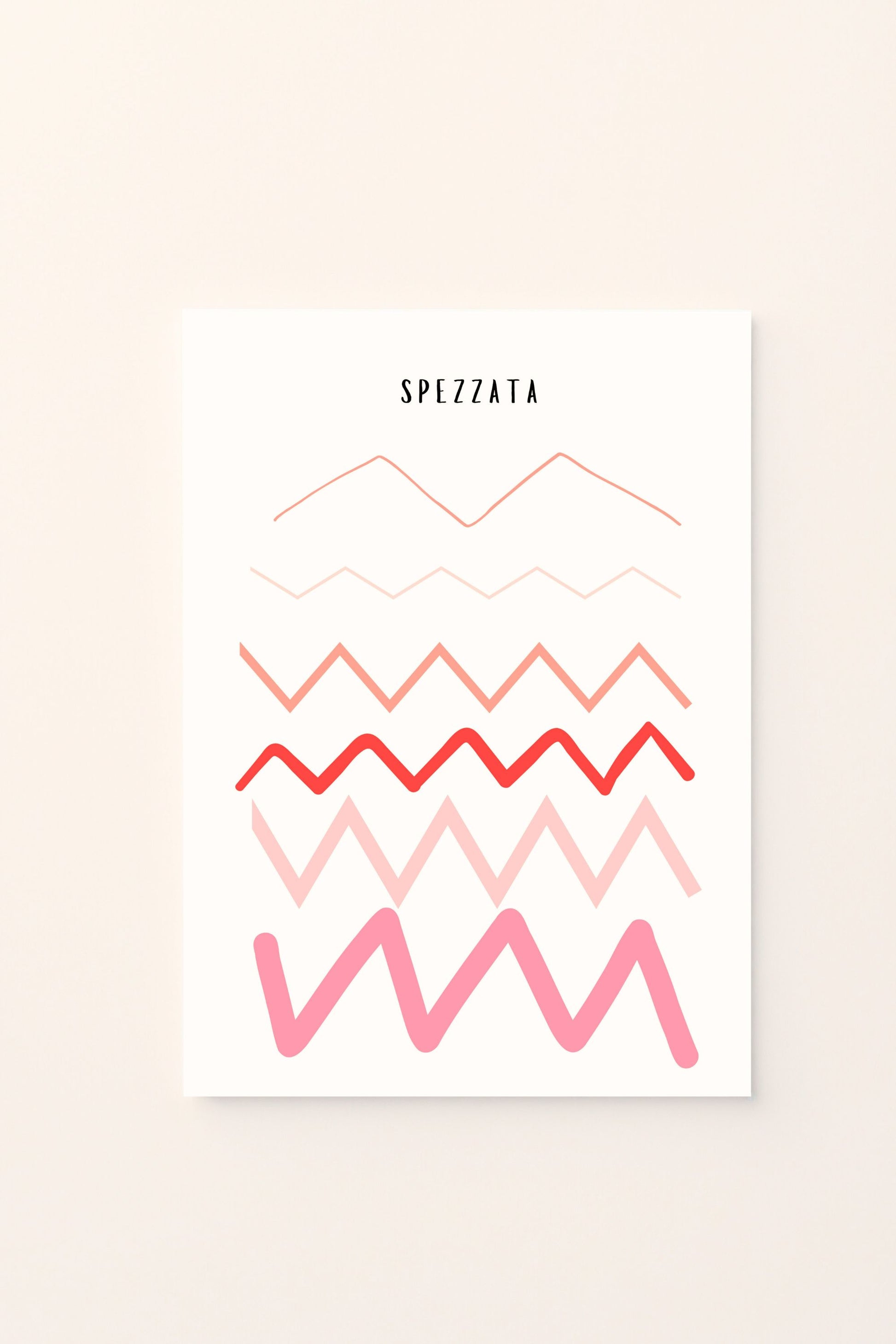 Poster decorativo con linea spezzata colorata su sfondo rosato, ideale per arredare la cameretta con uno stile moderno e allegro.