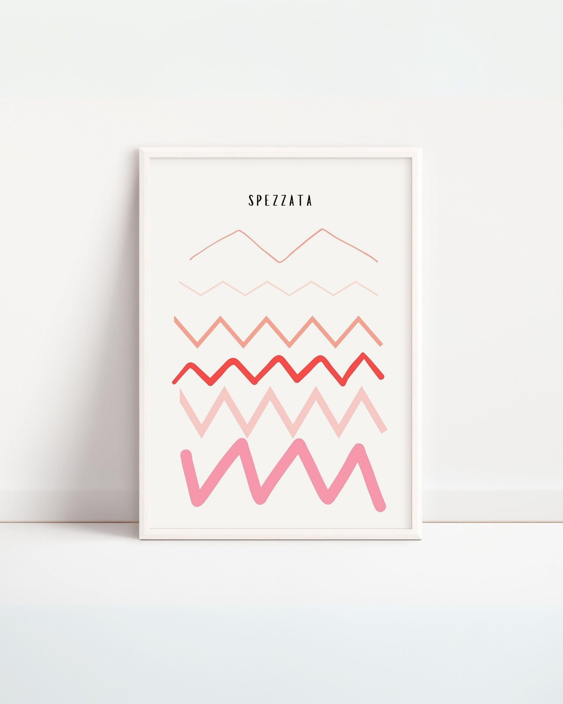 Poster educativo con linea spezzata colorata ROSSA , stampa digitale moderna per cameretta bambini.
