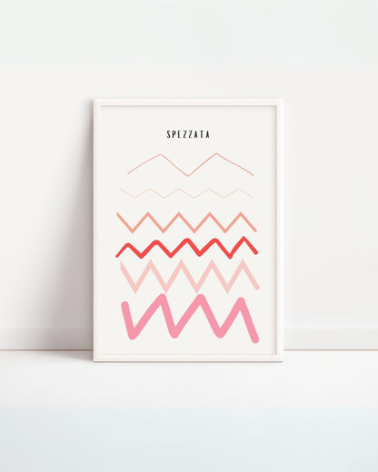Poster educativo con linea spezzata colorata ROSSA , stampa digitale moderna per cameretta bambini.