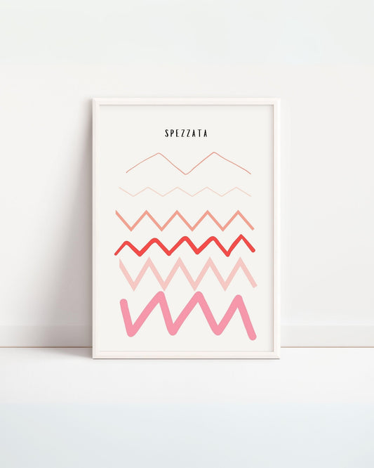 Poster educativo con linea spezzata colorata ROSSA , stampa digitale moderna per cameretta bambini.