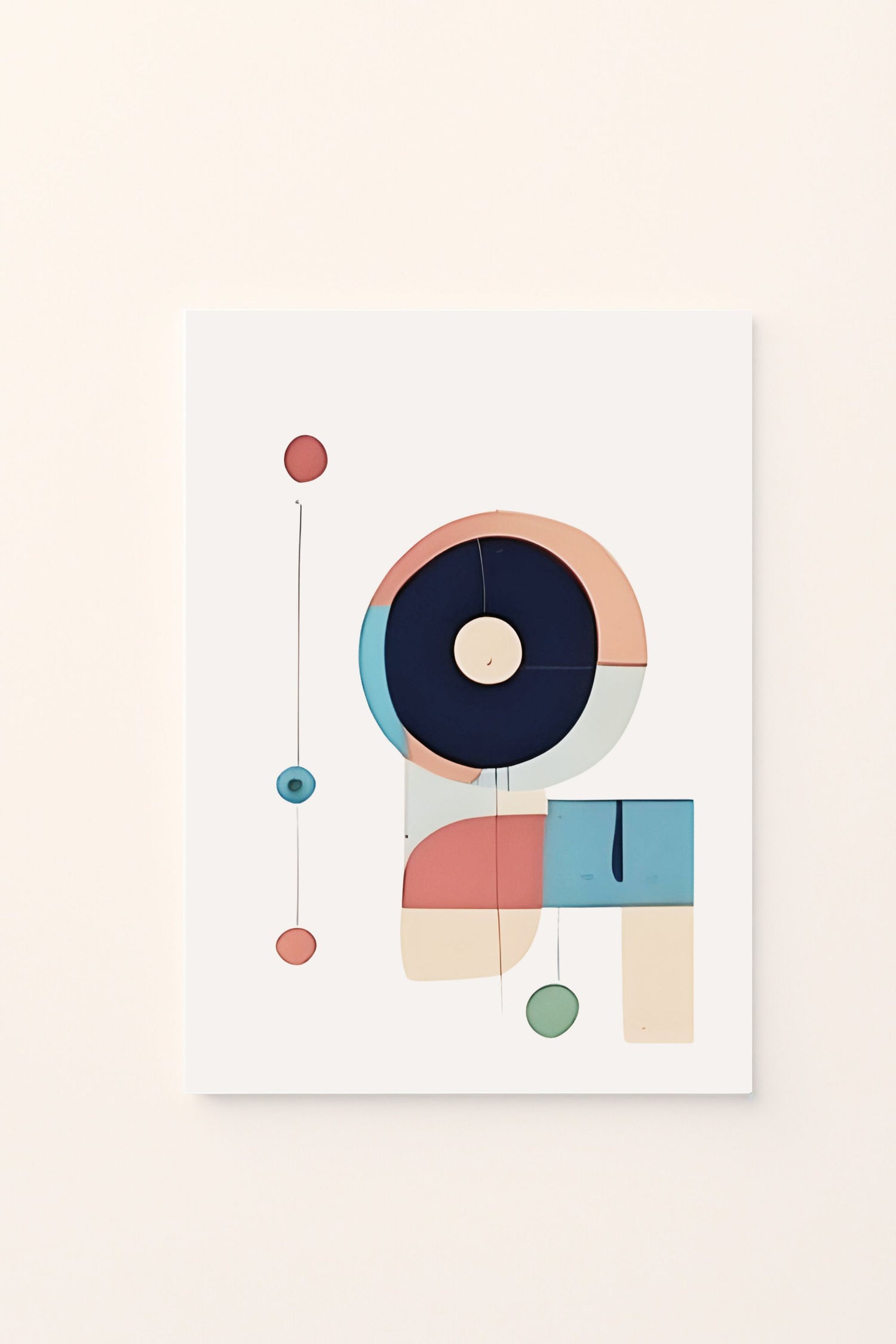 Poster educativo con linee, cerchi e quadrati, perfetto per decorare la cameretta dei bambini e introdurli in modo semplice e colorato al mondo delle forme geometriche.

