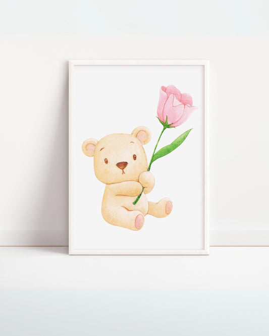 Poster  per bambini da stampare con Orsetto e Rosa (Stampa Digitale)