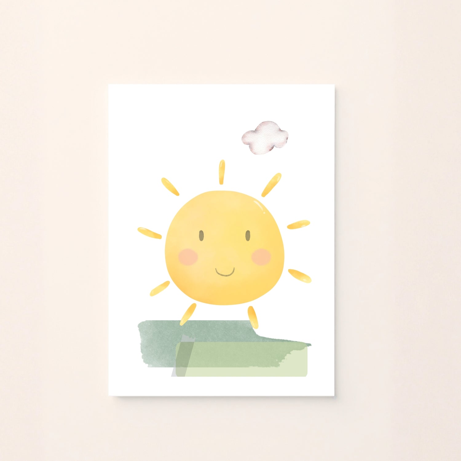 Poster per Bambini  da Stampare con Sole e Prato (Stampa Digitale)