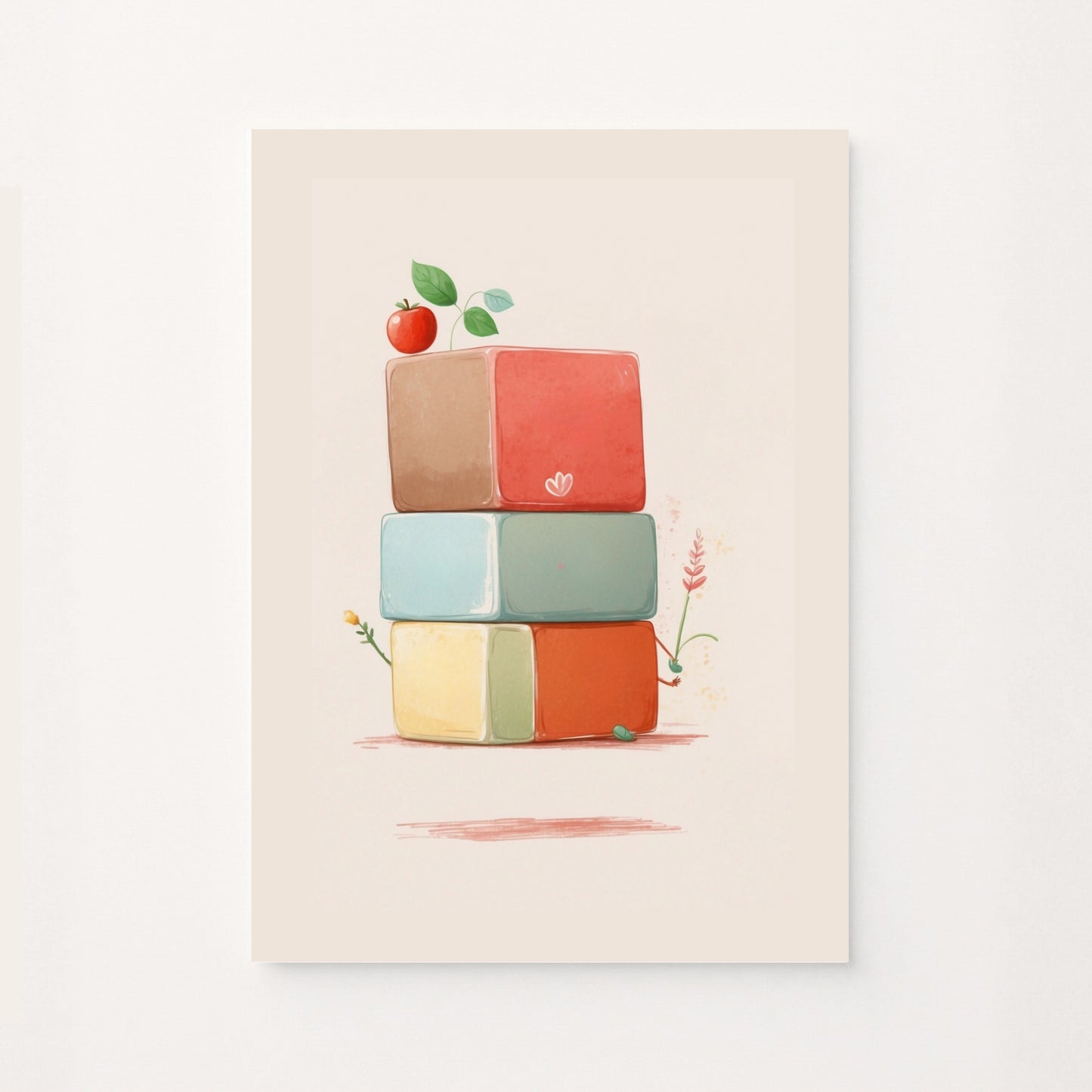 Poster educativo per bambini con poligoni e forme ispirate alla natura su sfondo rosato, ideale per decorare la cameretta e avvicinare i più piccoli al mondo delle geometrie naturali in modo armonioso e colorato.
