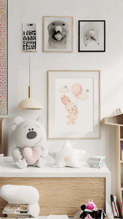 Poster  per bambini da stampare  Coniglietto con  Nuvole - PrintableChild